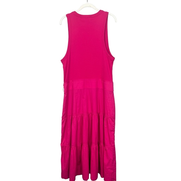 NWT Veronica Beard Austyn Tiered Midi Dress Fuschia sz XL Stretch Pima Cotton - Picture 3 of 8